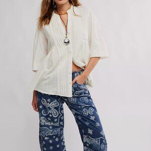 NWT Free People Willow Button Down in Ivory
